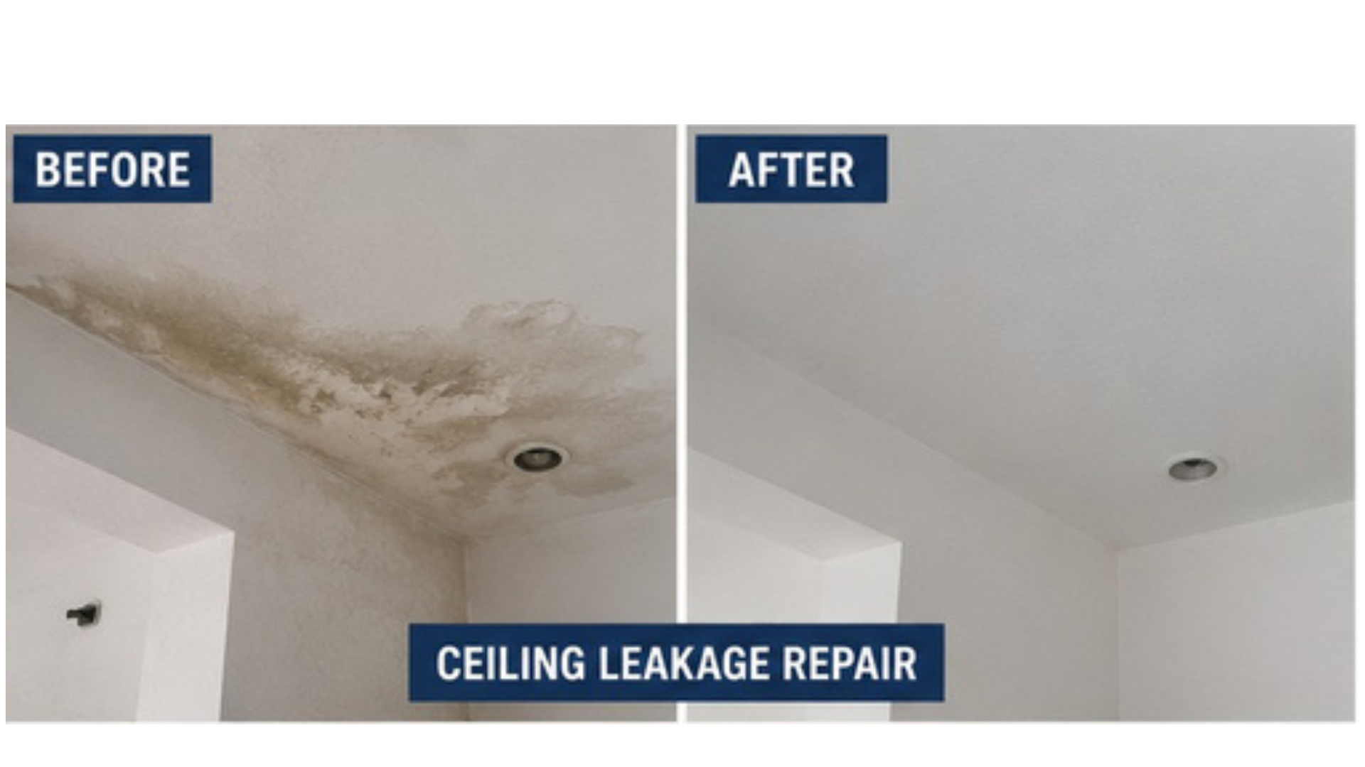 Ceiling leakage repair before and after damp ceiling waterproofing